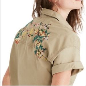 Madewell camp shirt (khaki with embroidery)